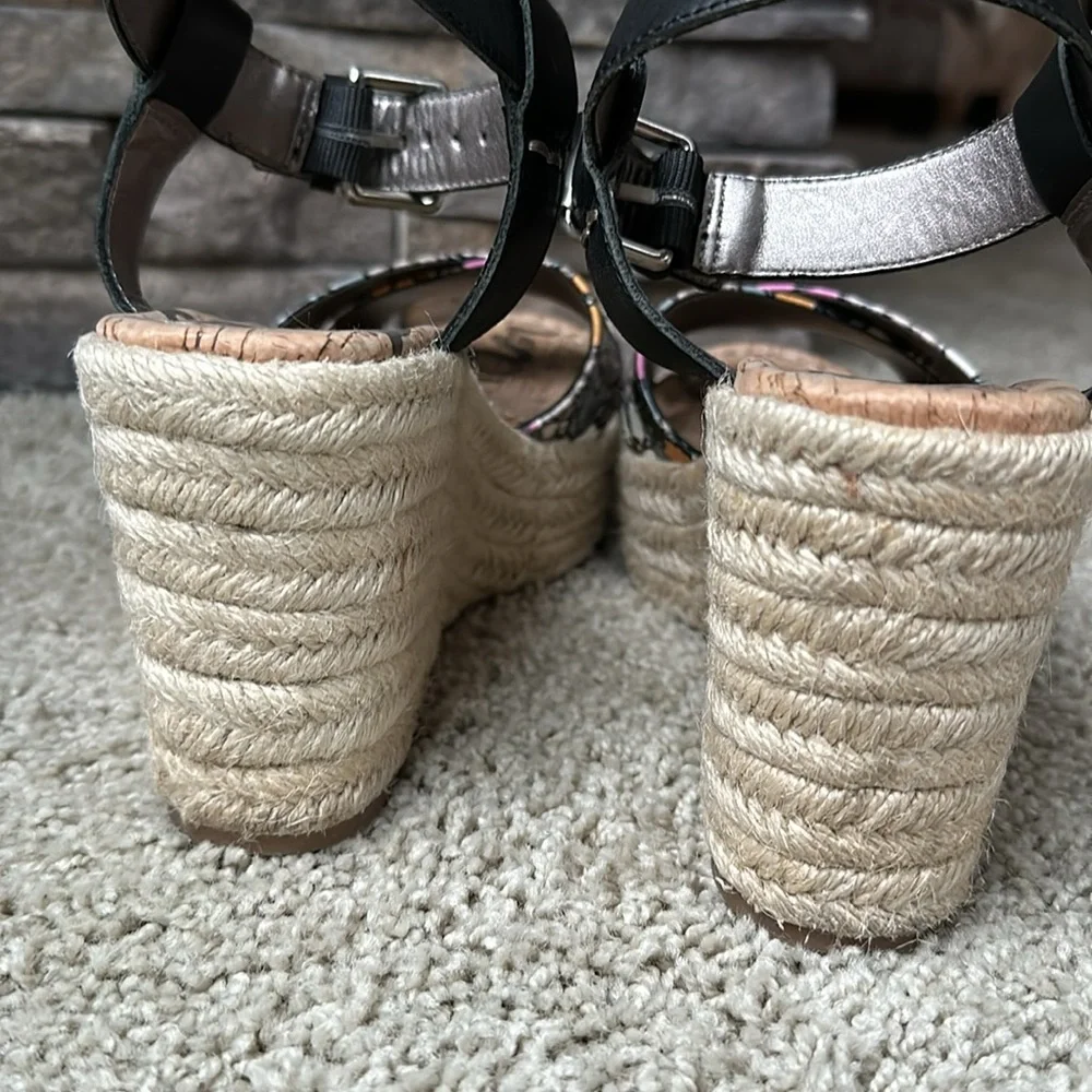 Sam Edelman Destin Wedge Espadrille Sandals sz 6 Women’s Floral Platform Shoes